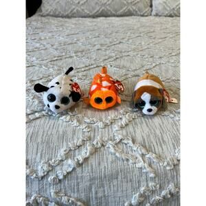 Teeny Ty Stuffed Annimal Plush Lot Dalmation Fish Dog